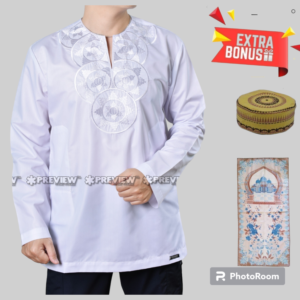 Preview Baju koko Itang Yunasz Infinite Panjang White Alsaba