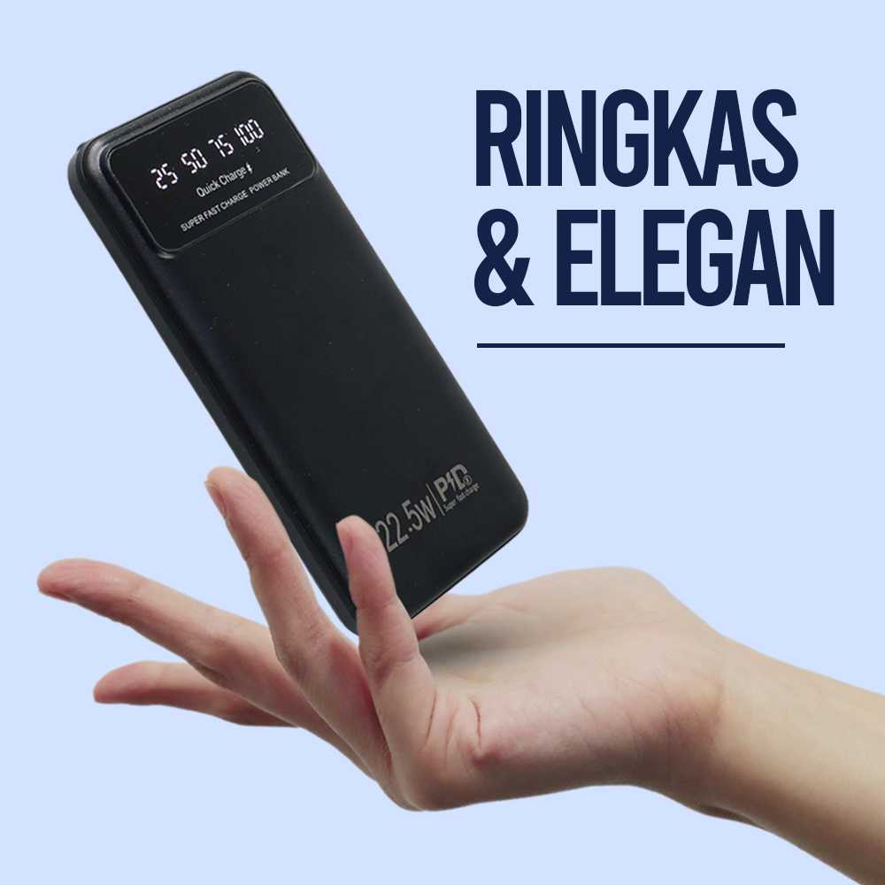 Power Bank Fast Charging Dual USB Output 22.5W 10000mAh Powerbank Isi Daya Baterai Handphone Desain Ringkas