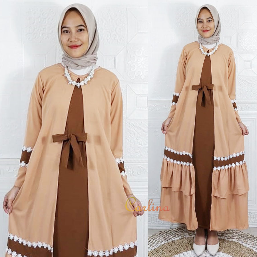 CARLINA GAMIS RENDA MAUDY MAXMARA KOMBINASI DUA WARNA CANTIK MAXY WANITA