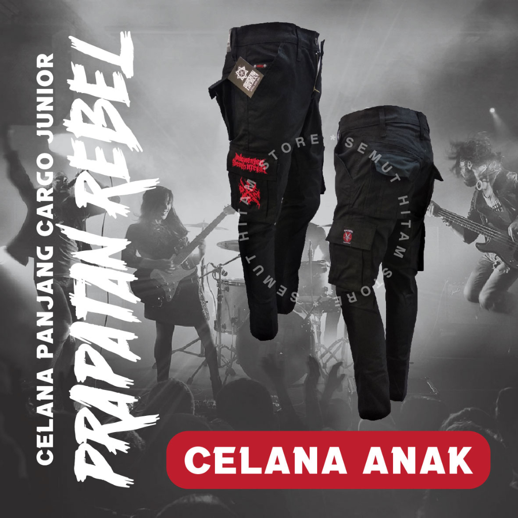 Prapatan Rebel Celana Anak Junior Cargo Panjang Kempol PDL Alpin Punk Metal PRBL