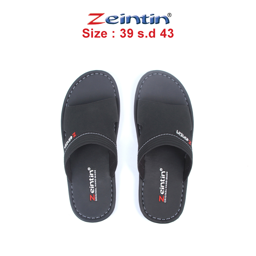 Zeintin - Sandal Pria Sepatu Sendal Kulit Sintetis  Pria Slip On Pria Sandal Slide Sol Karet NT