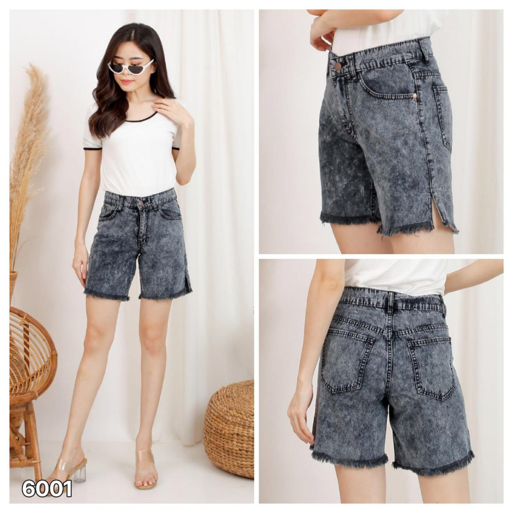 CASVINEJEANS || Celana Jeans Wanita Cewek Short Pants Rawis Pinggang Highwaist Stretch Jeans