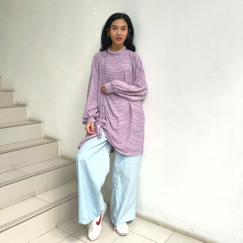 Agni - [ Sample ] Mika Tee Textured Lilac - T-Shirt (Kaos) Wanita Lilac