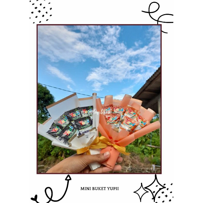 

Buket snack mini - Buket hari raya - Buket snack souvenir ulang tahun ekonomis - Mini buket yupi