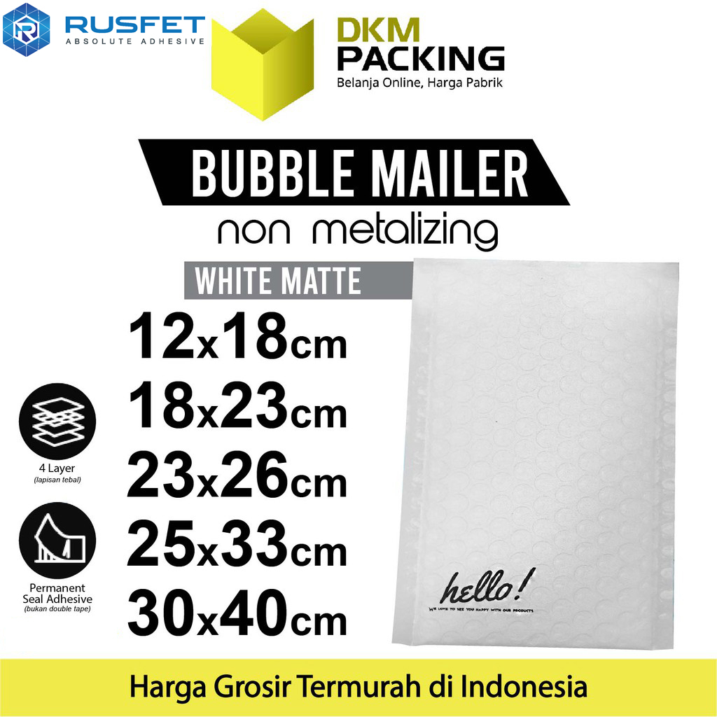 AMPLOP BUBBLE WRAP WHITE RUSFET PUTIH ENVELOPE BUBBLE BAG MAILER PREMIUM TERMURAH / SATUAN