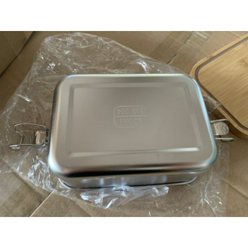 Lunch Box Stainless Steel 850 ml Wooden Lid Bento Box Kotak Bekal Tempat Makan Stainless Steel Anti Tumpah Tutup Kayu Kualitas Premium