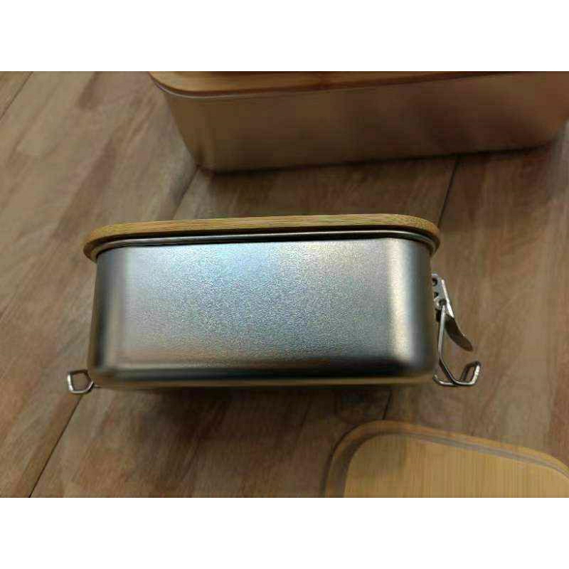 Lunch Box Stainless Steel 850 ml Wooden Lid Bento Box Kotak Bekal Tempat Makan Stainless Steel Anti Tumpah Tutup Kayu Kualitas Premium