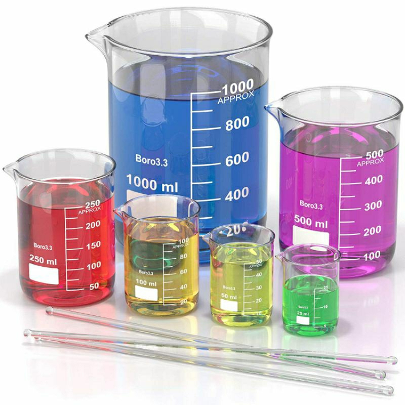 Gelas Ukur Kaca Laboratorium Lab kimia 1000ml 50ml 100ml 250ml 500ml Borosilicate Glass