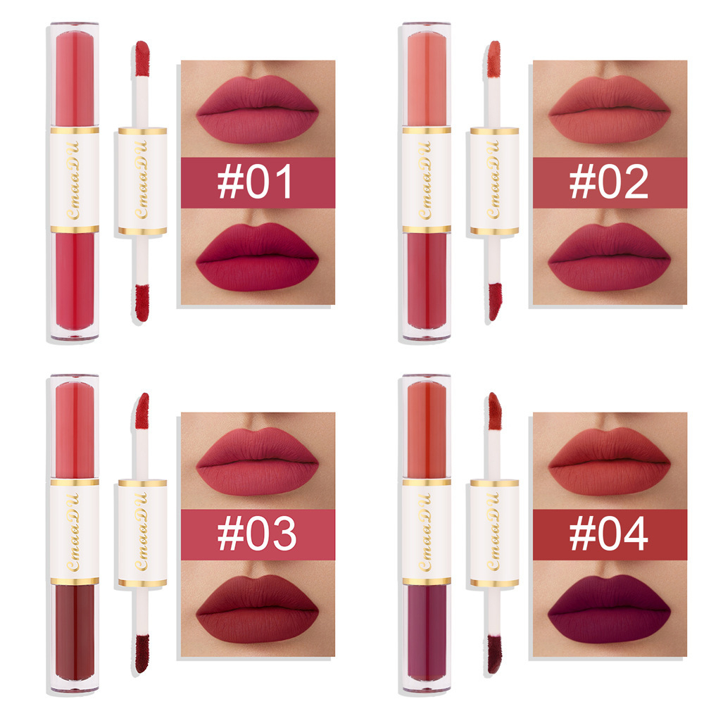 ORIGINAL | CMAADU Double Lipstik 2 in 1 8 Colors Matte Liquid Waterproof Long Lasting | Lipmatte | Lipstick | lipcream | lipstik tahan lama