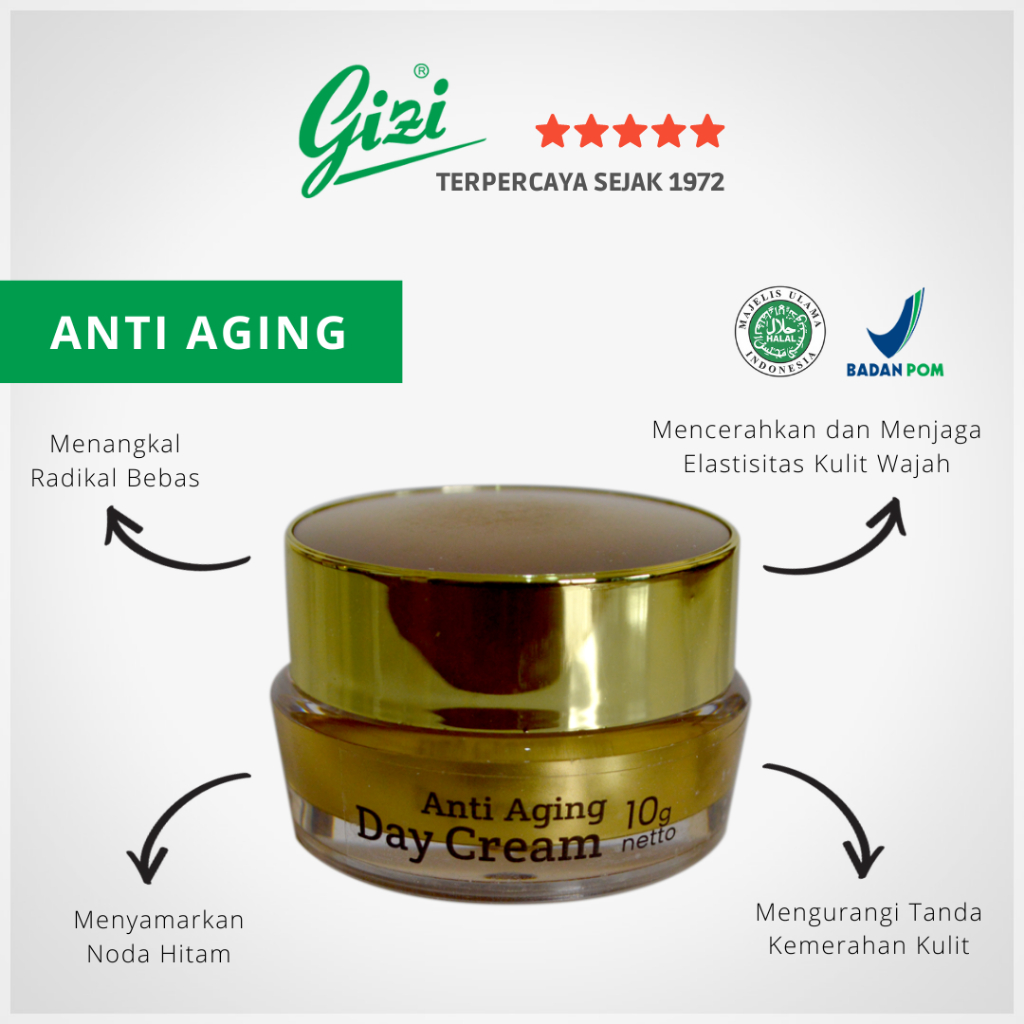 Skincare Day Cream Anti Aging / Krim Siang Perawatan Wajah / Crem Pelembab Muka BPOM Gizi Super Crea
