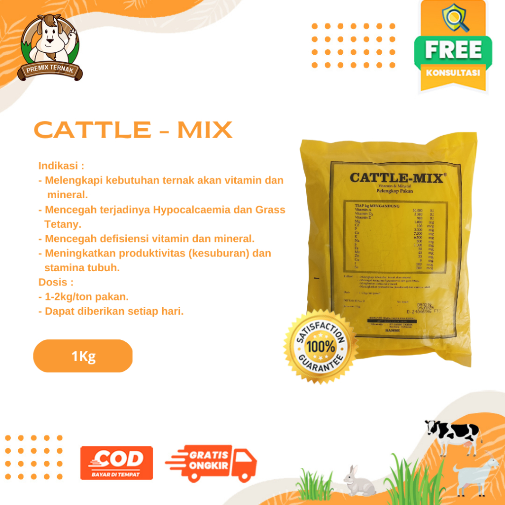 PREMIX CATTLE MIX 1 KG - PREMIX Penggemuk Sapi Kambing Hewan Ternak premix cattle mix sanbe