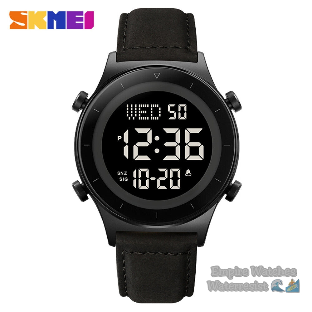 Jam Tangan Skmei 2079 Pria Cowok Digital Strap Leather Original Waterproof
