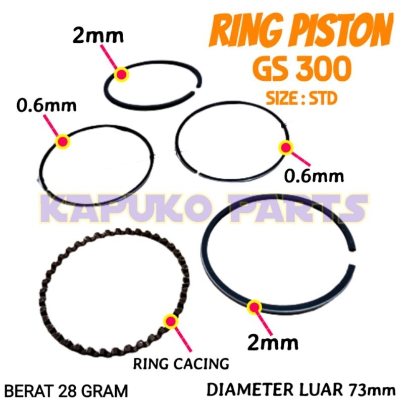 GS 300 STD RING PISTON UNTUK MESIN PENGGERAK KUBOTA