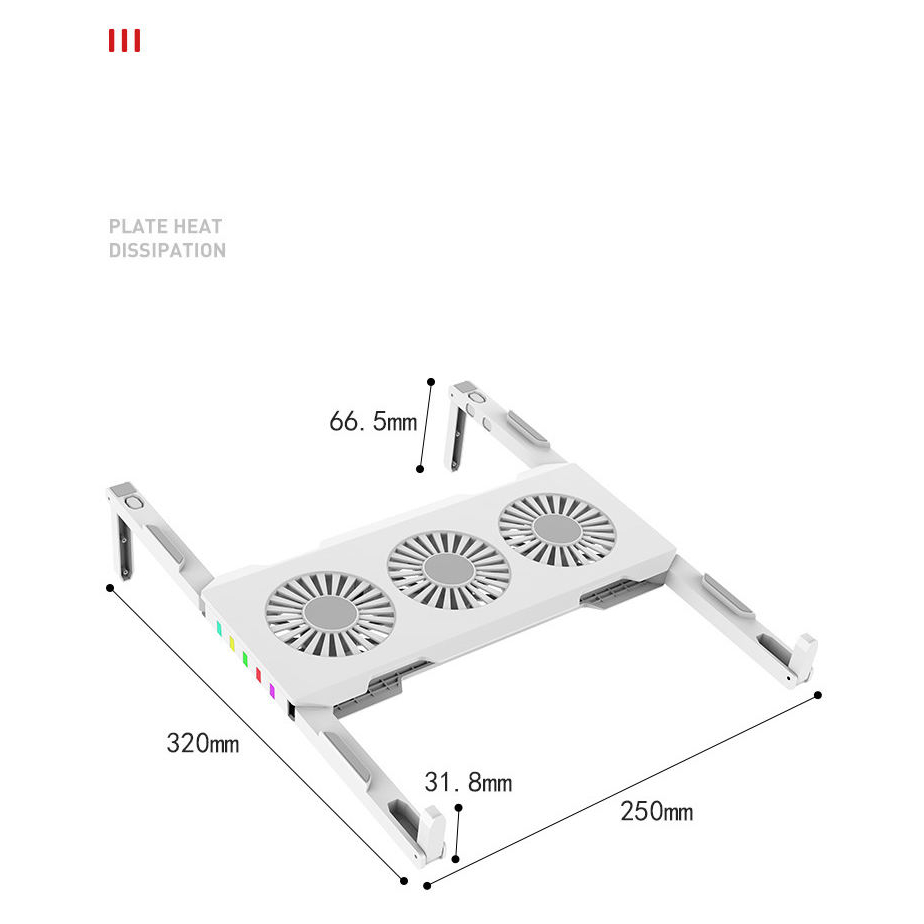 Cooling Pad Triple Fan Laptop Stand Cooler RGB 4500 RPM - X1