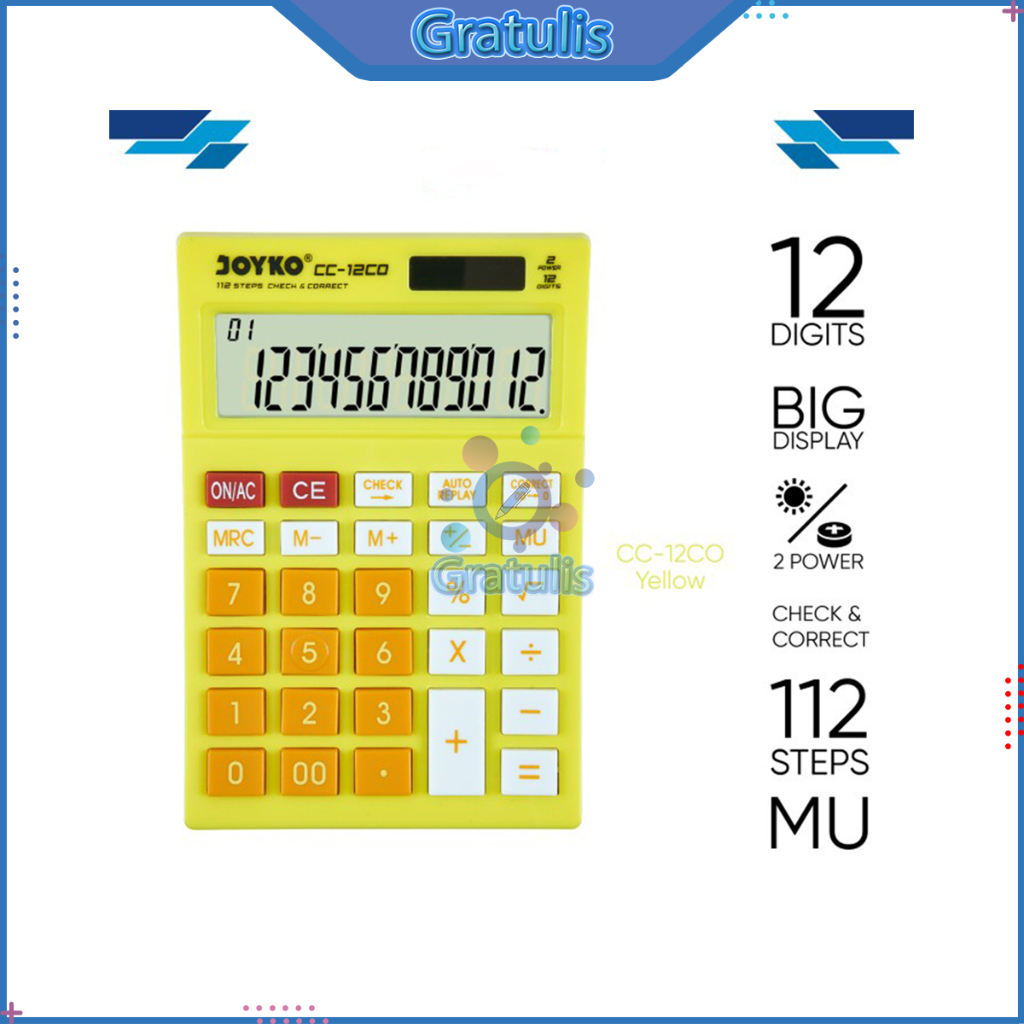 

KALKULATOR 12 DIGIT JOYKO [CC-12CO] CHECK CORRECT / CALCULATOR OFFICE / KANTOR / MENGHITUNG JUALAN