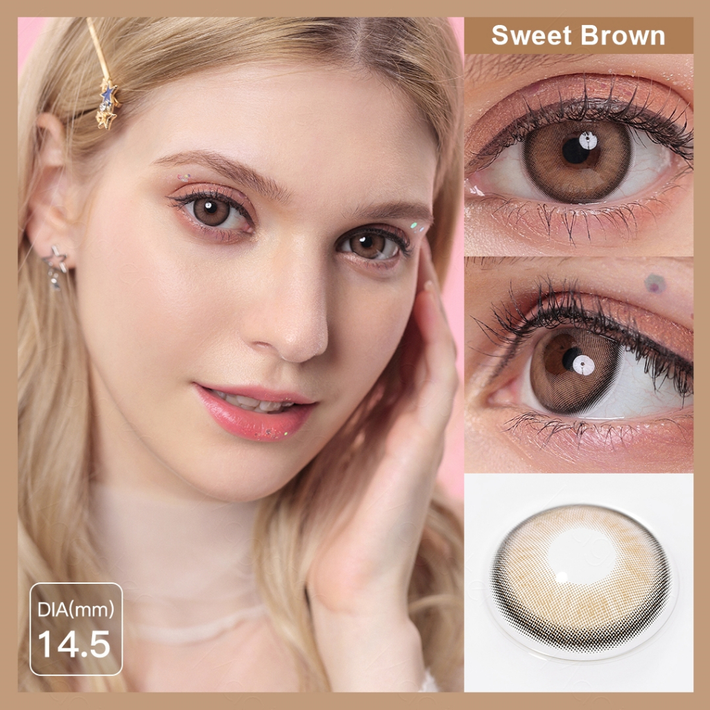 (COD)Magister Softlens Minus (-1.00 s/d -6.00) LUNA Seri Soflen Minus Soflens 14-14.50mm Sweet Brown Softlens Gray