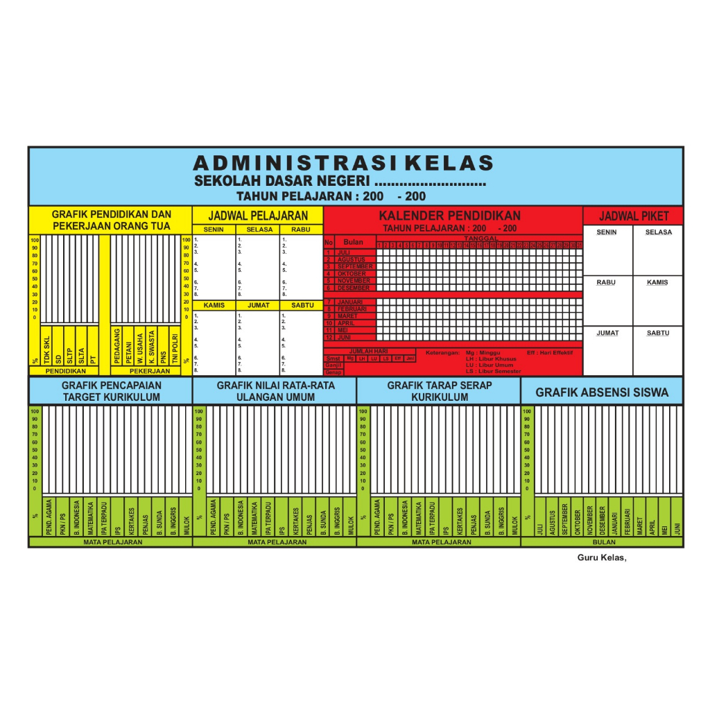 

Papan Data Administrasi Kelas Untuk TK/RA/SD/MI/SMP/MTS/SMA/SMK/MA Custom