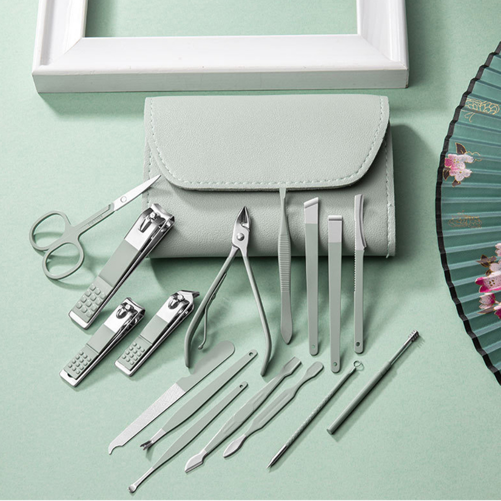 MAGEFY Gunting Kuku Set 16 in 1 Manicure Set Stainless Steel Gunting Kuku Alat Manicure Alat 1421