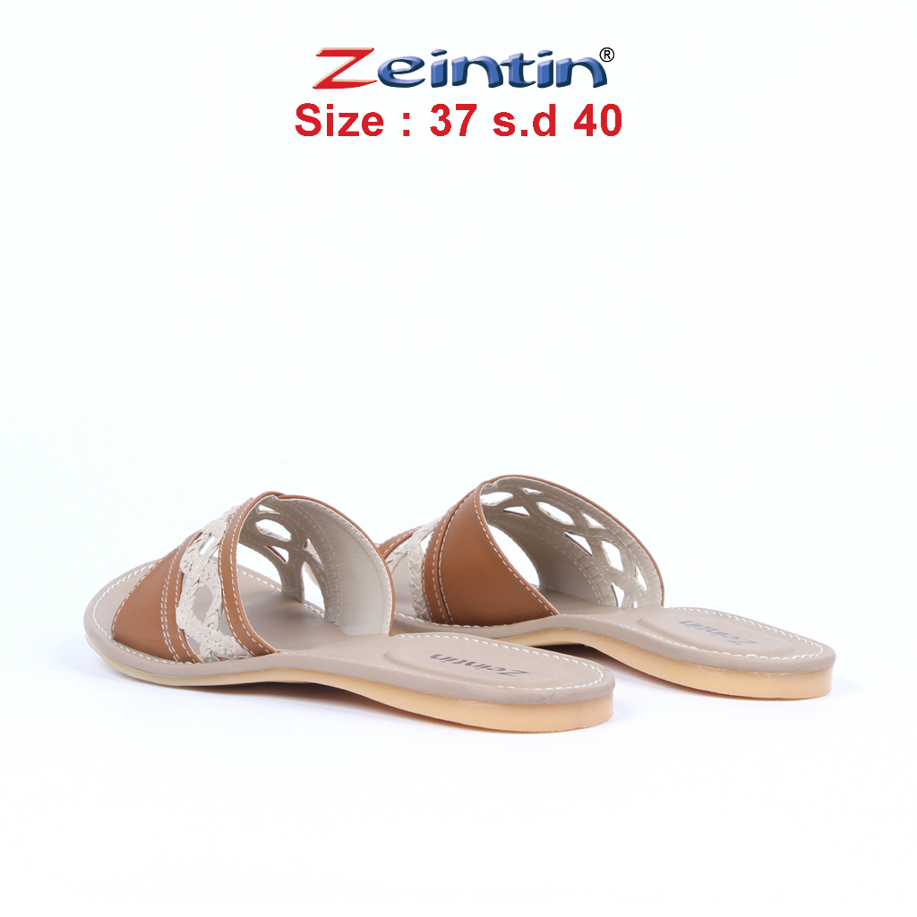 Zeintin - Sandal Wanita Kulit Sintetis Sandal Teplek Wanita Motif Terbaru Sandal Slide Wanita Original Zeintin Sandal Slide Sendal Selop SS