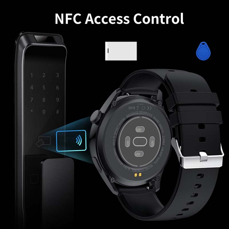 Garansi❤️GT5 Smart Watch with NFC 1.28 inches Round Screen Bluetooth Call Long Standby Watches Heart Rate Monitor Fitness Tracker