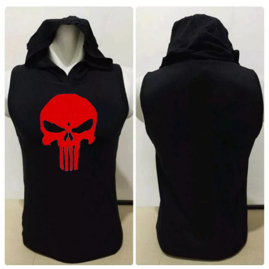 singlet hoodie pria motip tengkorak/singlet hoodie pria dewasa/singlet hoodie pria gym fitnes/single