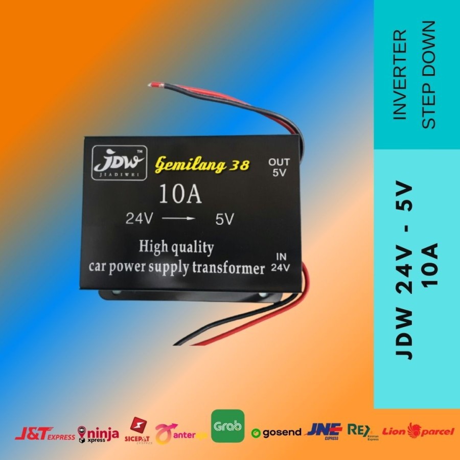 DC 24V to 5V 10A Car Power Supply Converter Penurun tegangan 24 v - 5v