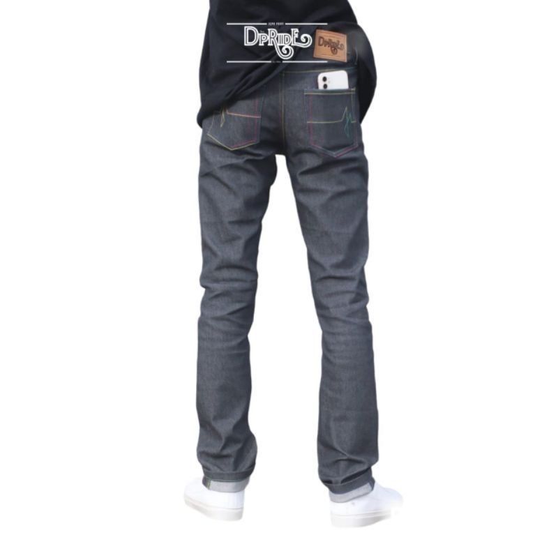RAW DENIM CELANA JEANS SELVEDGE DARK GREY BENANG RAINBOW SELVEDGE