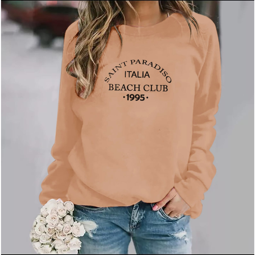 BISA COD_BAJU ATASAN TRENDY BEACH CLUB GIRL TERBARU-KAOS DISTRO CEWEK KEREN LENGAN PANJANG MASA KINI DAN TERLARIS