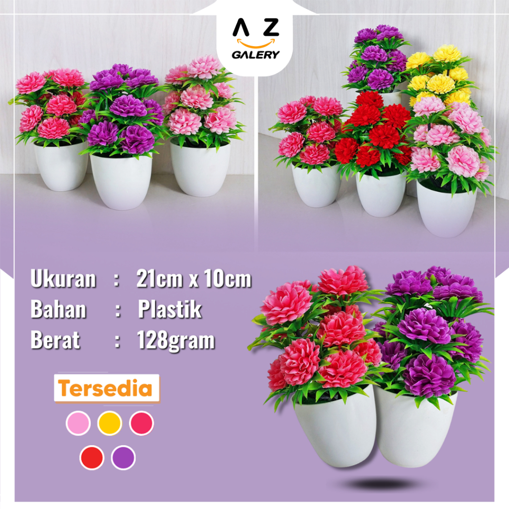 Tanaman Hias Plastik Pot Bunga Mini Artificial Flowers Plants Bunga Hias Plastik Dekorasi Cantik Azgalery PBP20