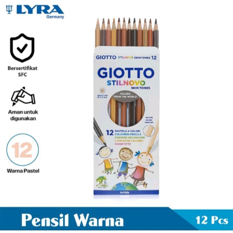 

GIOTTO Pensil Warna 12 Warna 3.3 MM Stilnovo Skin Toner Color Pencils Pensil Mewarnai LYR-257400 Water Based