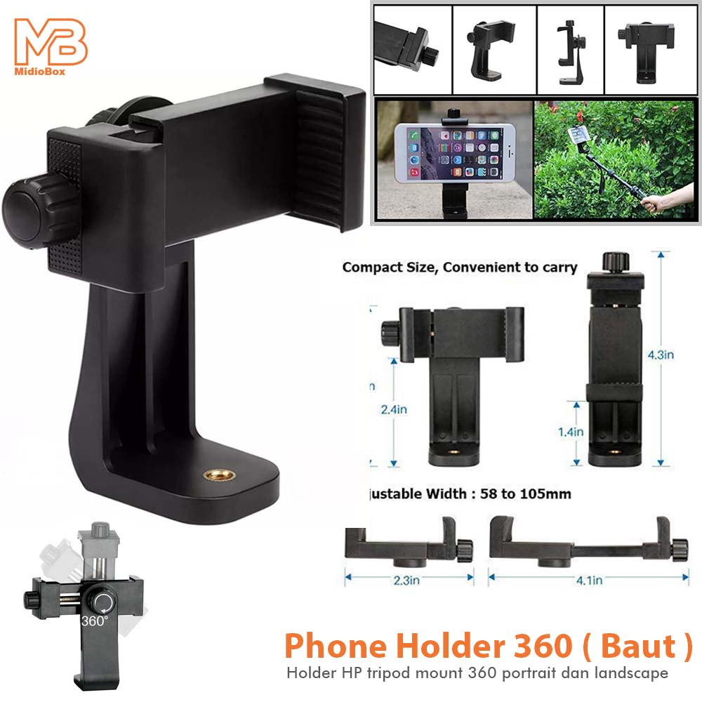 Holder HP Tripod Mount 360 Portrait dan Landscape - HOLDER BAUT