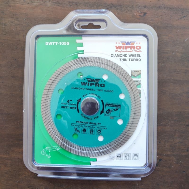 Diamond Wheel Wipro 4" Thin Turbo Mata Batu Pisau Gerinda Potong Granit Marmer Keramik 4 inch