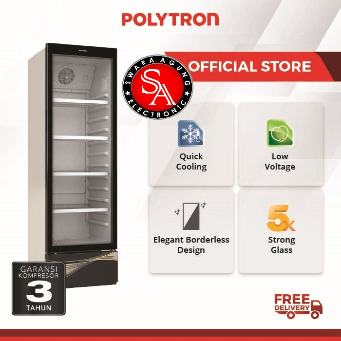 Kulkas Showcase 4 Rak 280 Liter Polytron Type: SCN 237 (Khusus Daerah Medan)