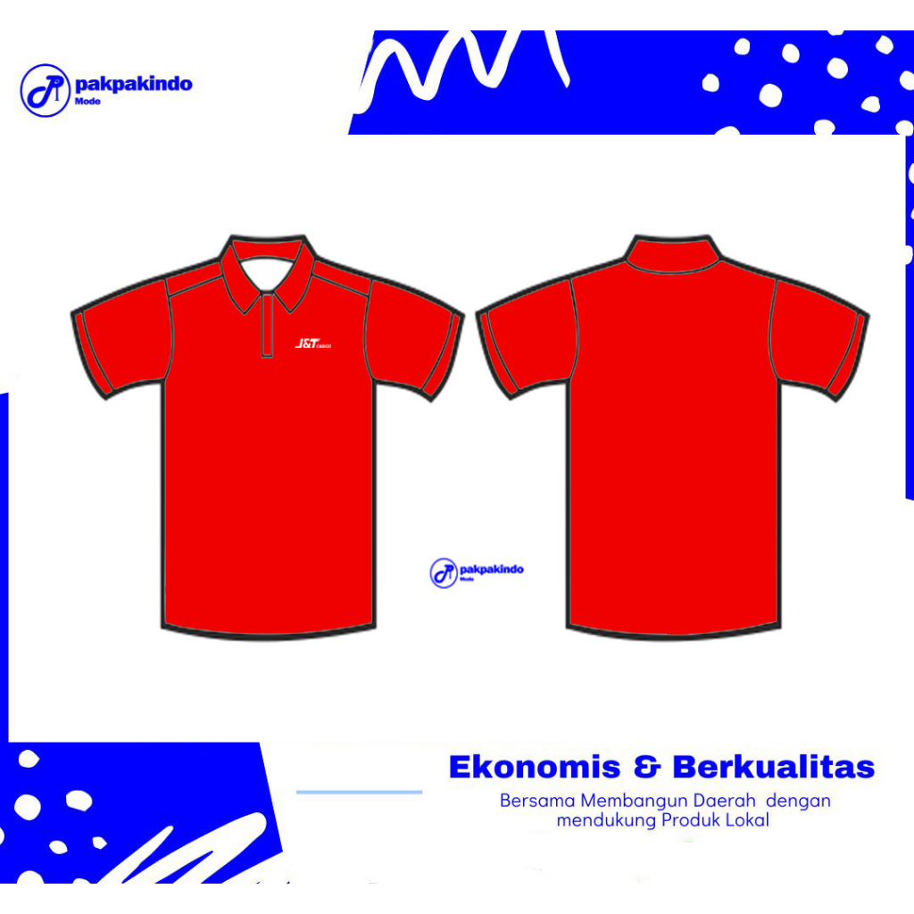 BAJU KAOS POLO EKSPEDISI J N T EXPRESS LENGAN PENDEK PRIA WANITA MERAH