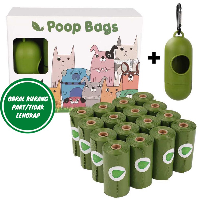 [OBRAL RIJEK] Plastik Kotoran Binatang Anjing Poop Bags Roll with Dispenser - SU115