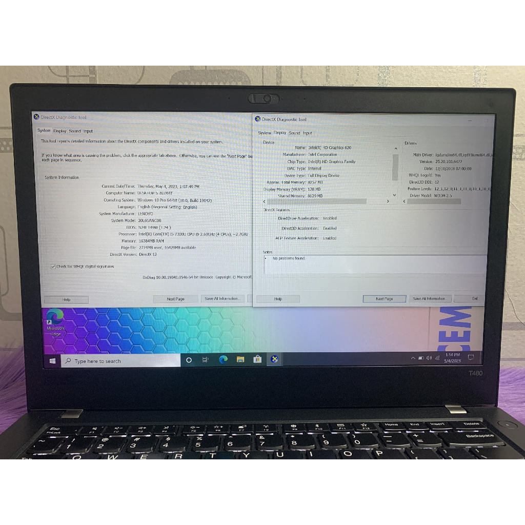 Lenovo ThinkPad T480 Core i5-7300U 16GB SSD 128GB