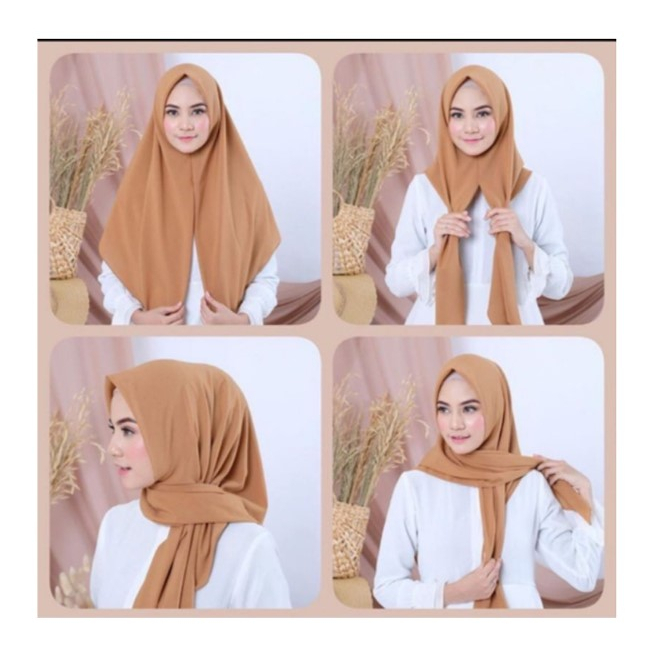 Hijab Kerudung Segitiga Instan Polos Premium Diamond Jahit Tepi