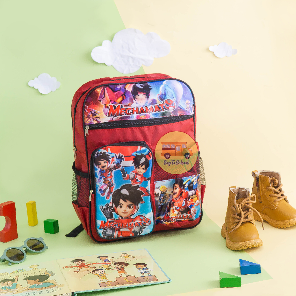 Tas Anak Ransel Fashion Sekolah Anak Laki laki PAUD TK SD Stumble Guy, Mechamato, Ejen ali, Spiderman dan Boboiboy