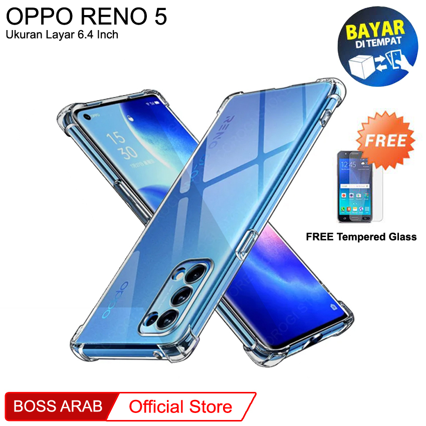 Anti Crack Oppo Reno 5 4G (6.4") | Softcase Anti Bentur Case Premium + FREE Tempered Glass
