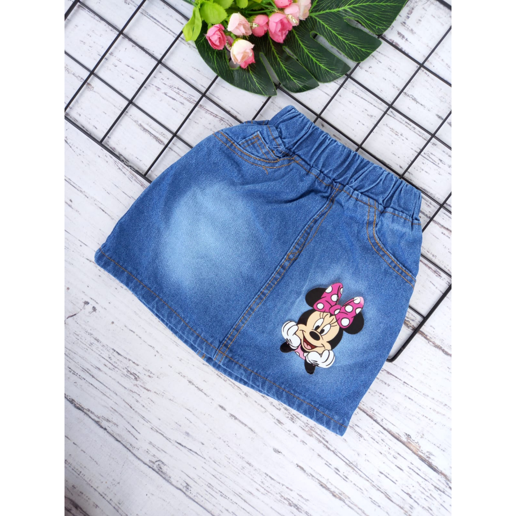 STELAN ROK DAN KAOS/ROK JEANS ANAK/KAOS KARAKTER ANAK 1-6 TAHUN