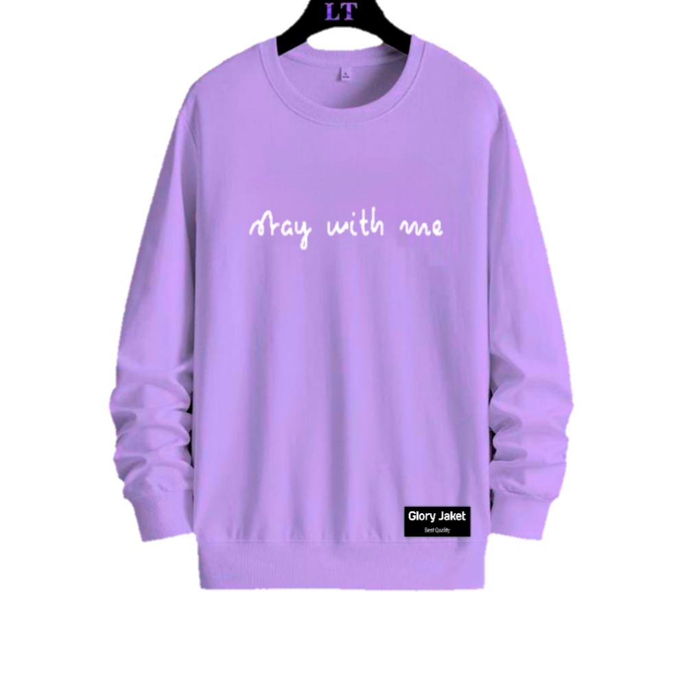 Sweater Crewneck Wanita  Logo STAY WITH ME 15 Warna M L XL XXL 3XL 4XL