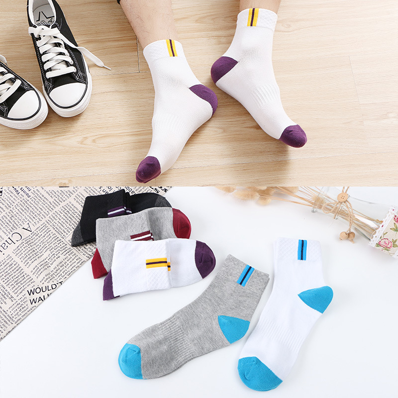 T&amp;Y Kaos Kaki Pria 3 Garis Kotak 6672 Motif Kotak Garis Kaos Kaki Panjang Fashion Korea Kerja Sekolah Gym Office Style  Import Murah