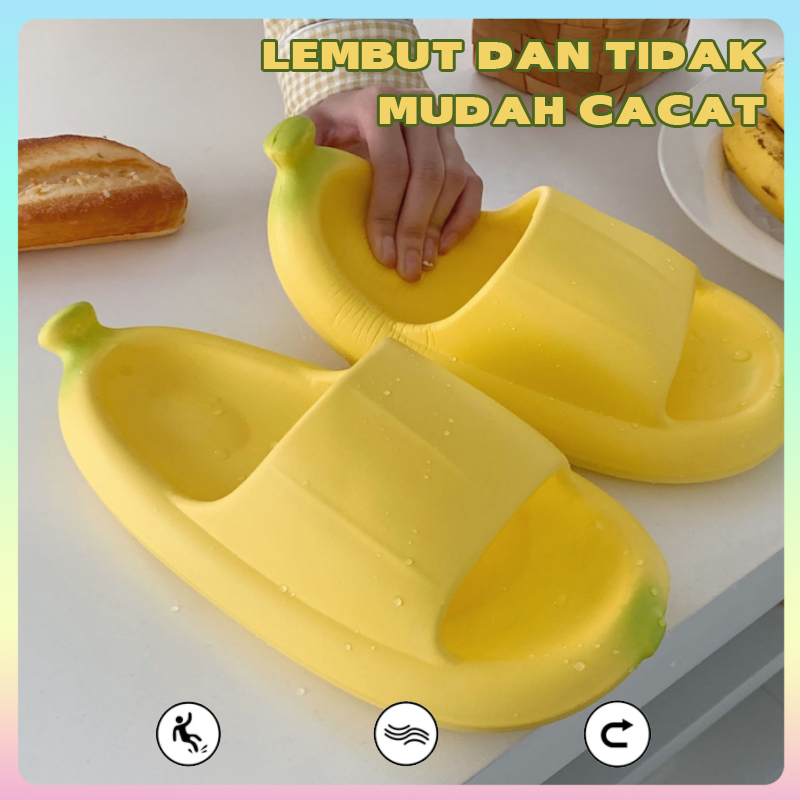 Sandal slop Pisang wanita kekinian korea murah Sandal rumah slip on wanita dewasa import Sandal jelly wanita cantik promo