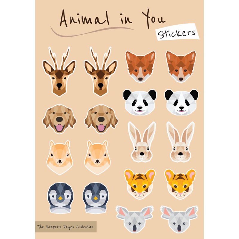 

Stiker Binatang/Hewan - Animal in You edition (1 lembar isi 18pcs)