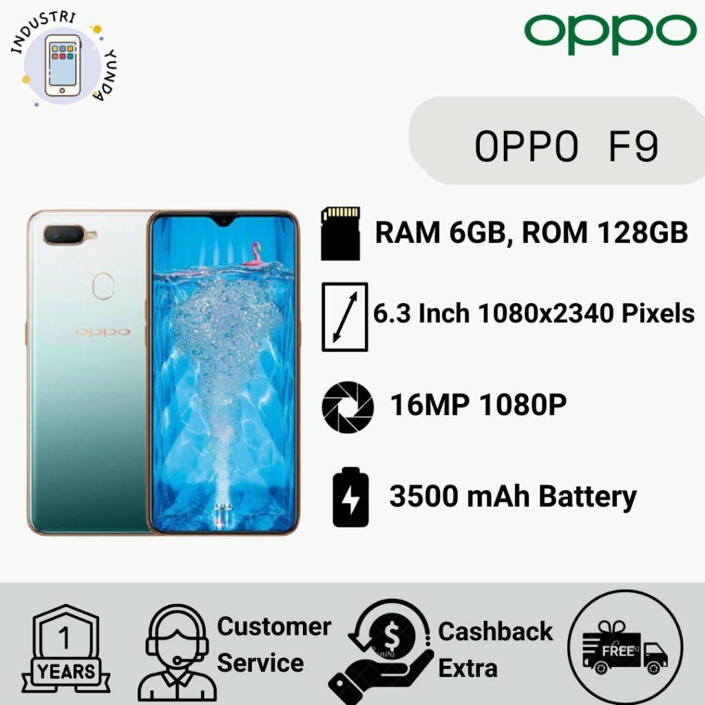 OPPO F9 6/128 GB GARANSI DISTRIBUTOR 1TH