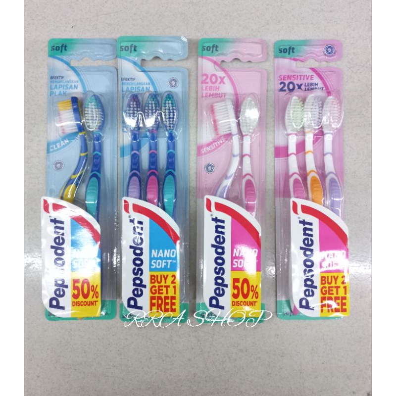 Sikat gigi pepsodent nano sensitive/clean soft