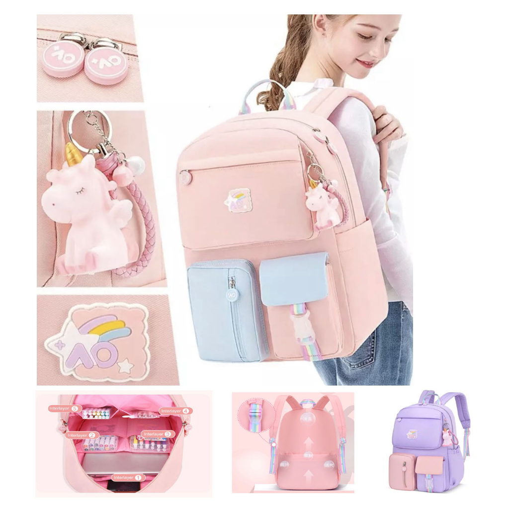 Tas Laptop Ransel Punggung School Backpack Unicorn Size 14 15 16 inch