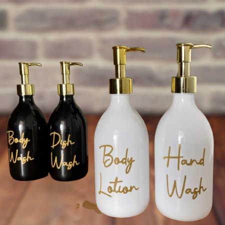 Botol Pump 300ml Tempat Sabun Cair Aesthetic Hitam Putih Glossy Pump Luxury Gold / Botol Refil ukuran 300 Ml Pump Gold Luxury Mewah