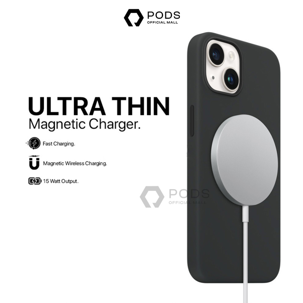 [BEST SELLER] Magnetic Magsafe Wireless Charger Fast Charging By Pods Indonesia