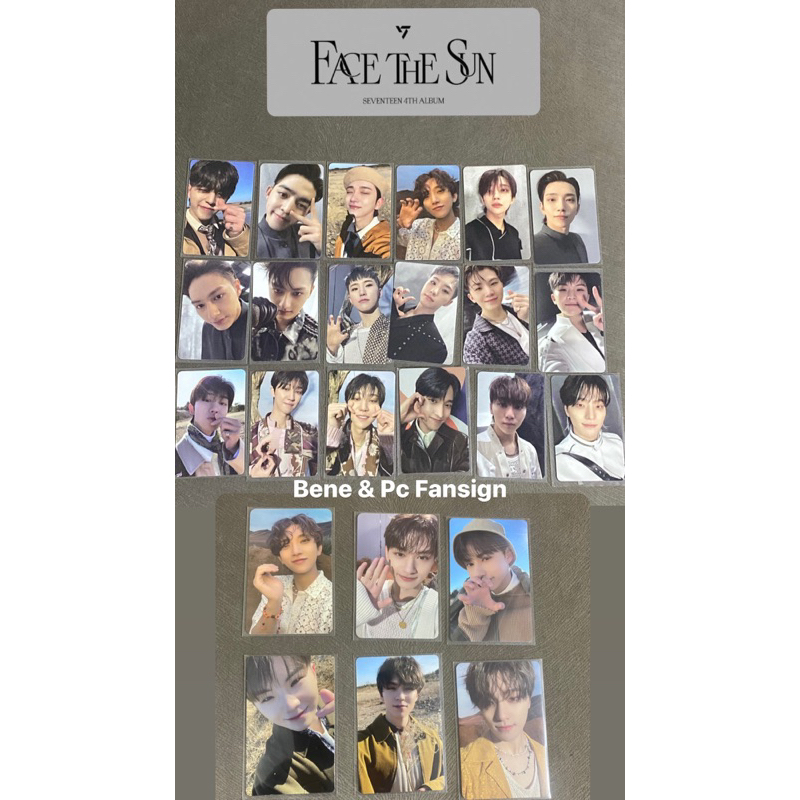 SEVENTEEN FACE THE SUN EP1 EP2 EP3 EP4 EP5 PHOTOCARD OFFICIAL MINI ALBUM CARAT SVT  HYBE INSIGHT PC BENEFIT WEVERSE SCOUPS JEONGHAN JOSHUA JISOO JUN HOSHI SOONYOUNG WONWOO WOOZI THE8 MINGHAO MINGYU SEOKMIN DK DOKYEOM SEUNGKWAN HANSOL VERNON DINO CHAN